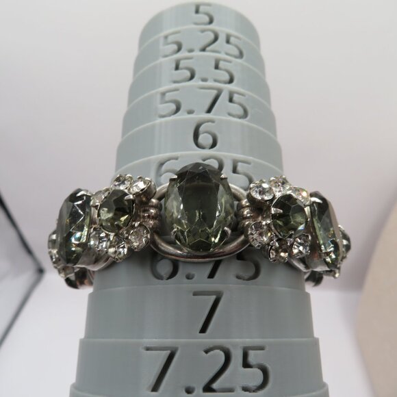 Juliana D&E Oval Black Glass and Black. And Clear Chatons Silver Tone Bracelet - Picture 7 of 15